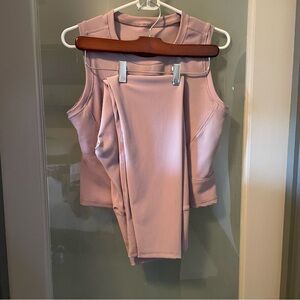 Light Lavender Ribbed Sleeveless Top and Leggings Set - Nash Collection